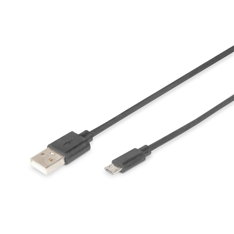 DIGITUS Micro USB 2.0 Anschlusskabel 1,0m Typ A - micro B St/St, schwarz